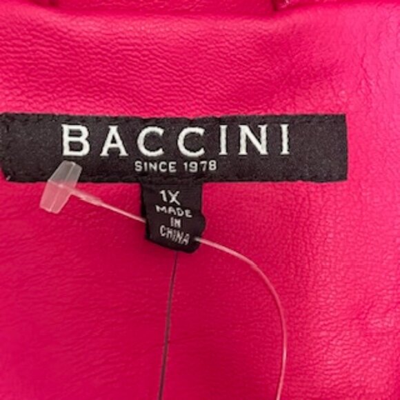NEW Baccini Motorcycle Jacket Women’s Size 1X Pink Faux Leather Zippers Lined - Picture 7 of 10